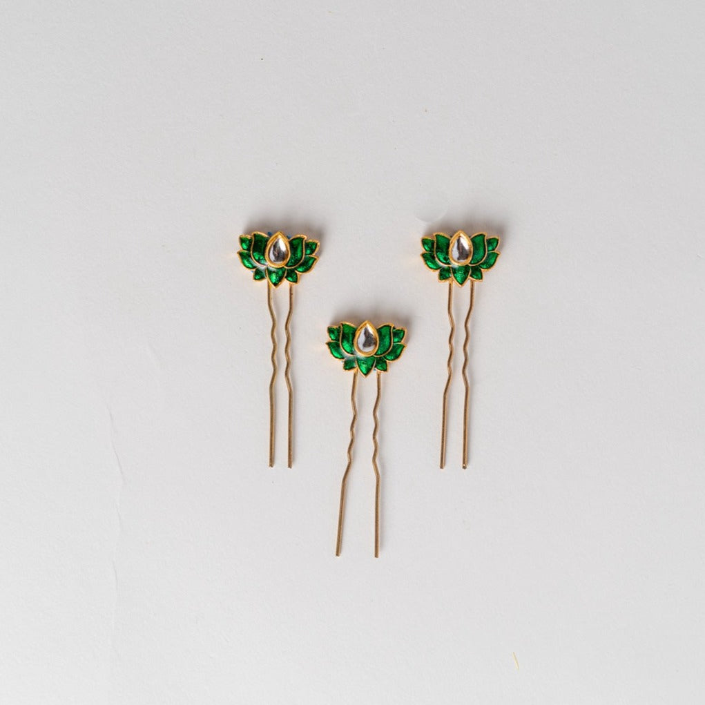 Kamal Green Pins - Set of 3
