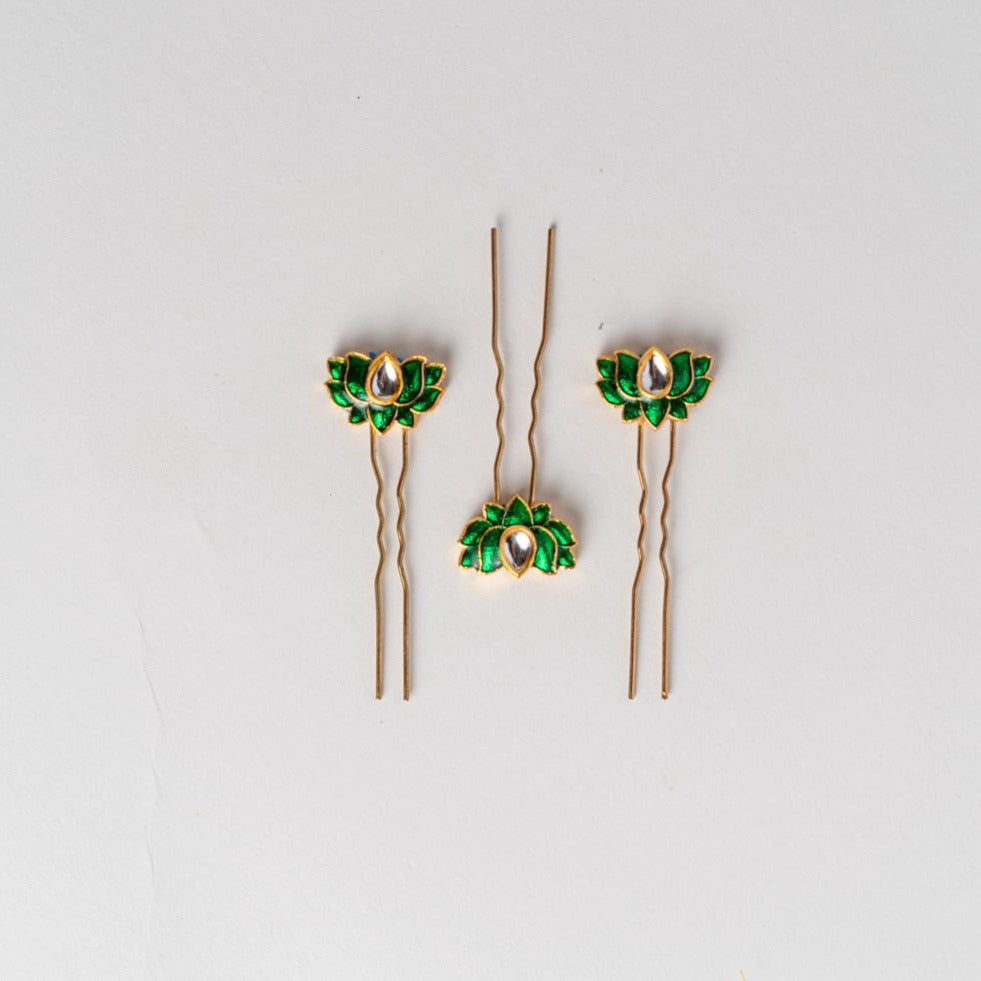 Kamal Green Pins - Set of 3